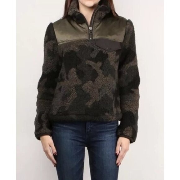 Veronica Beard Jackets & Blazers - Veronica Beard Jeans Kylan Green Camo Sherpa Jacket Pullover Faux Fur Womens XS